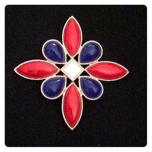 Emmons 1960 Red White Blue Lucite Cross Shaped Pin